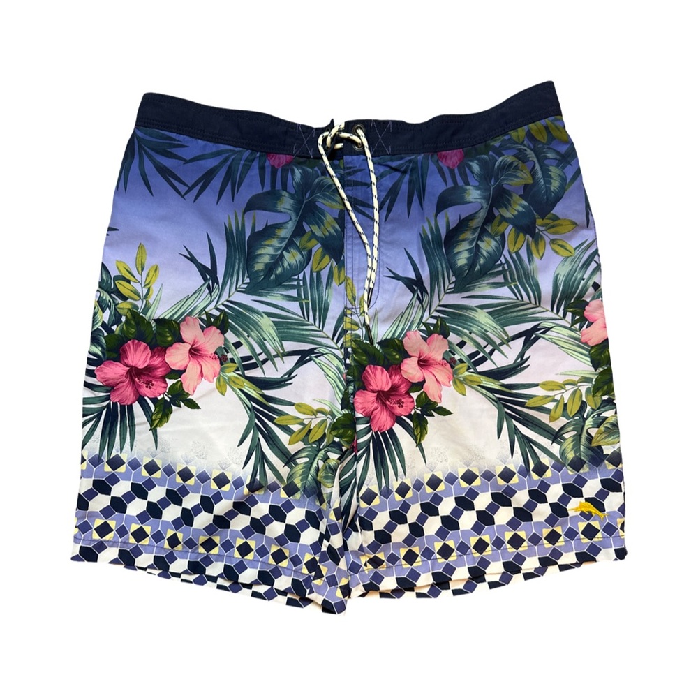 Tommy Bahama Relax Swim Trunk Shorts XL Floral Hibiscus Mosaic Mesh Lined Board
